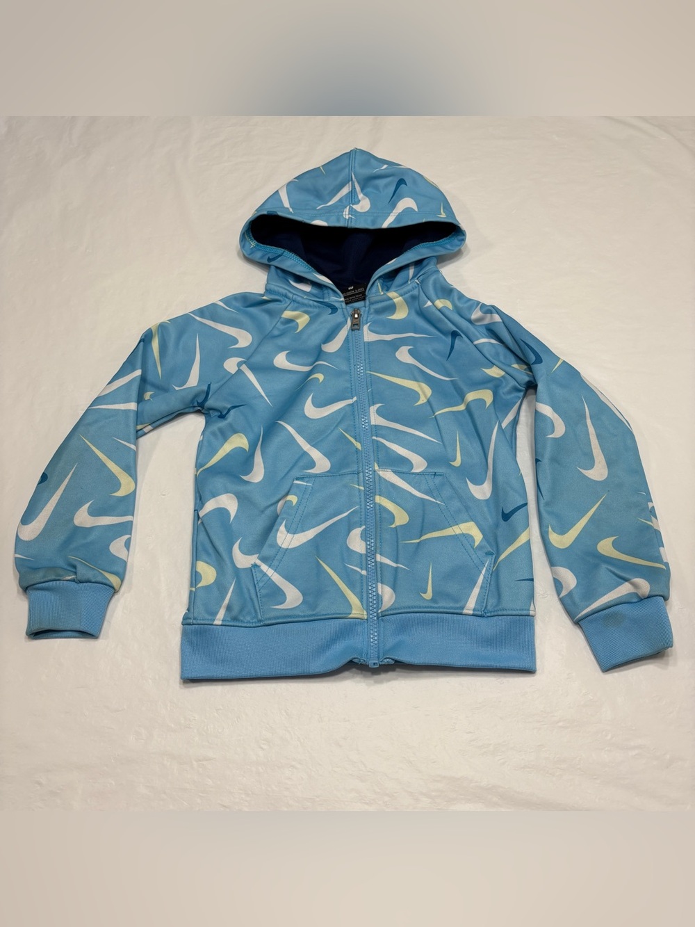 Nike Swoosh Dri Fit Blue Full Zip Hoodie Sweatshirt Kids Youth 4T